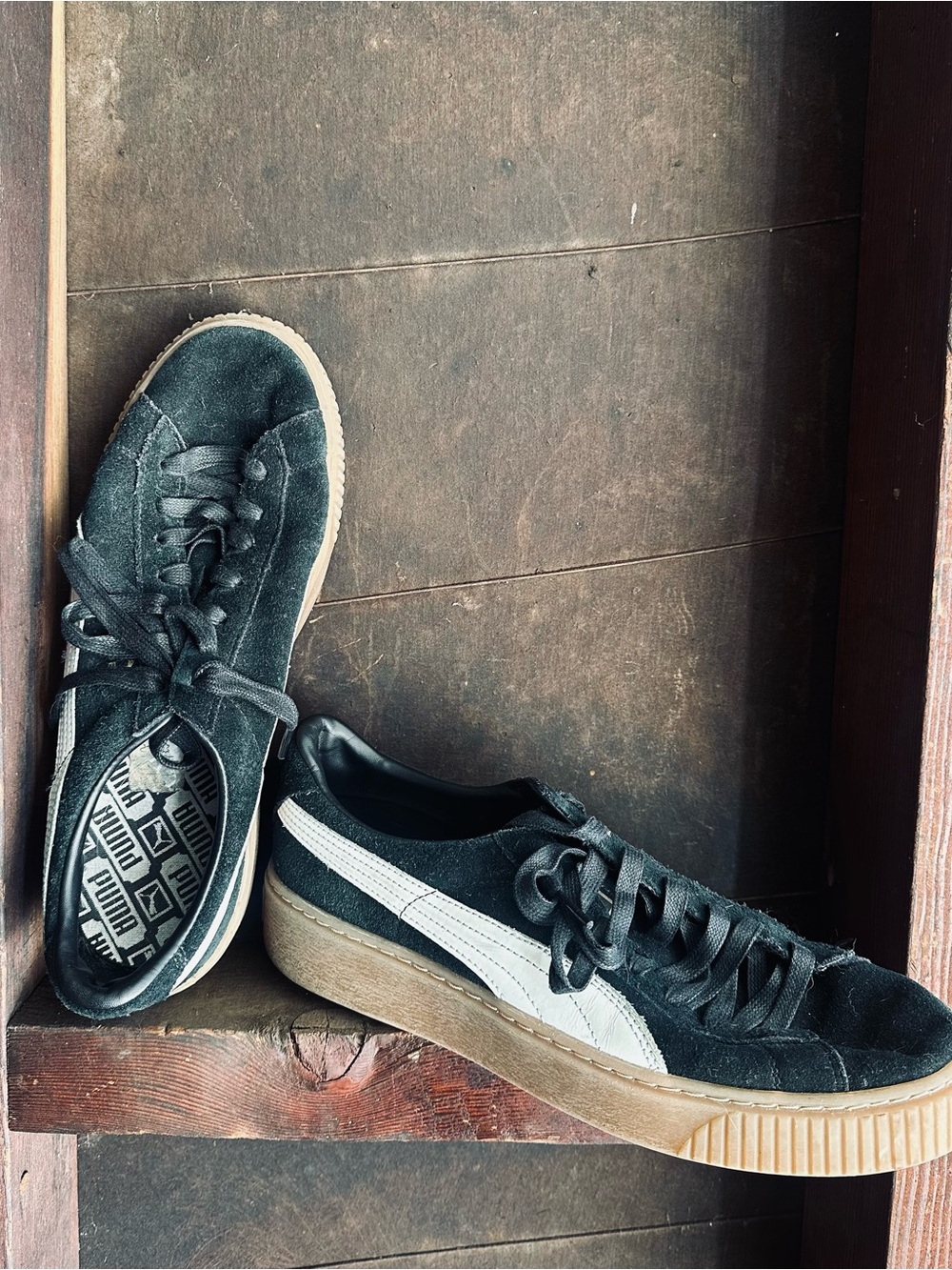 Puma Men’s Black Suede Sneakers with White Formstrip
